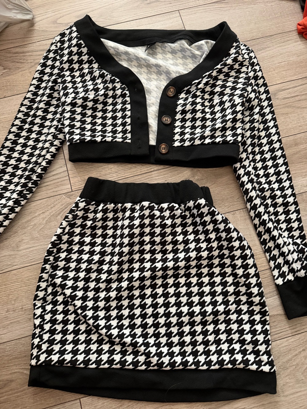 Black & White Houndstooth Two-Piece Set